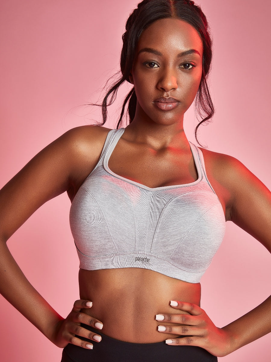 Power Wired Racerback Sports Bra - Grey Marl