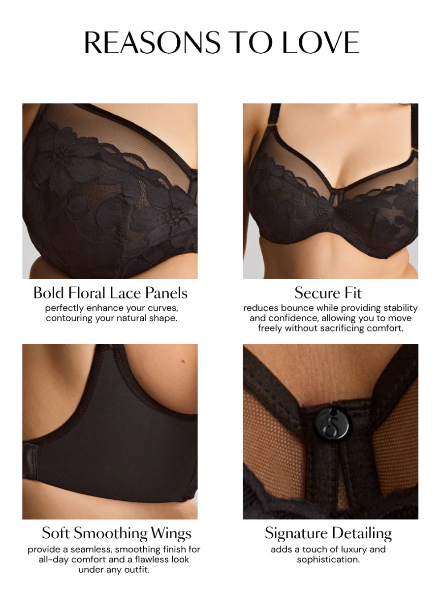 Flora Full Cup Bra - Black