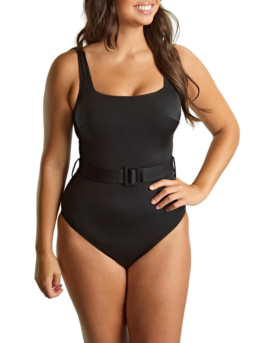 Signature Serena Square Neck Swimsuit - Signature Black