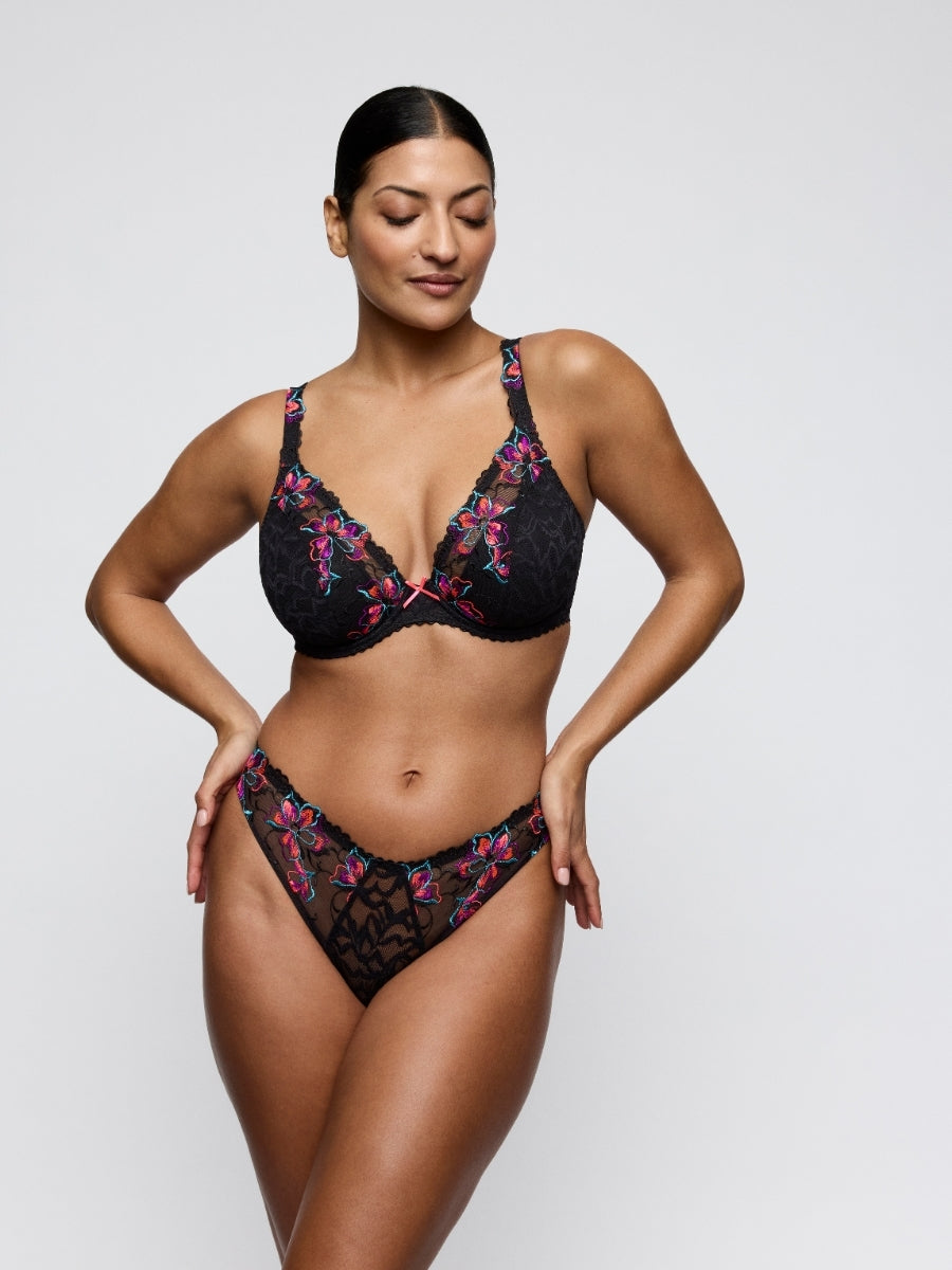 Miyara Half Padded Plunge Bra - Floral Eclipse