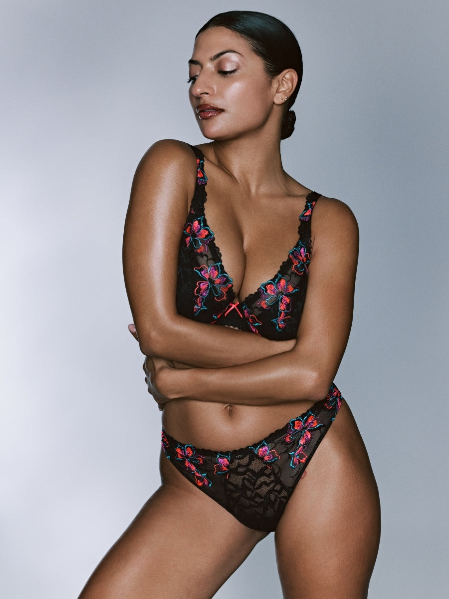 Miyara Half Padded Plunge Bra - Floral Eclipse