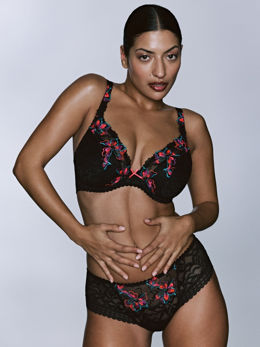 Miyara Half Padded Plunge Bra - Floral Eclipse