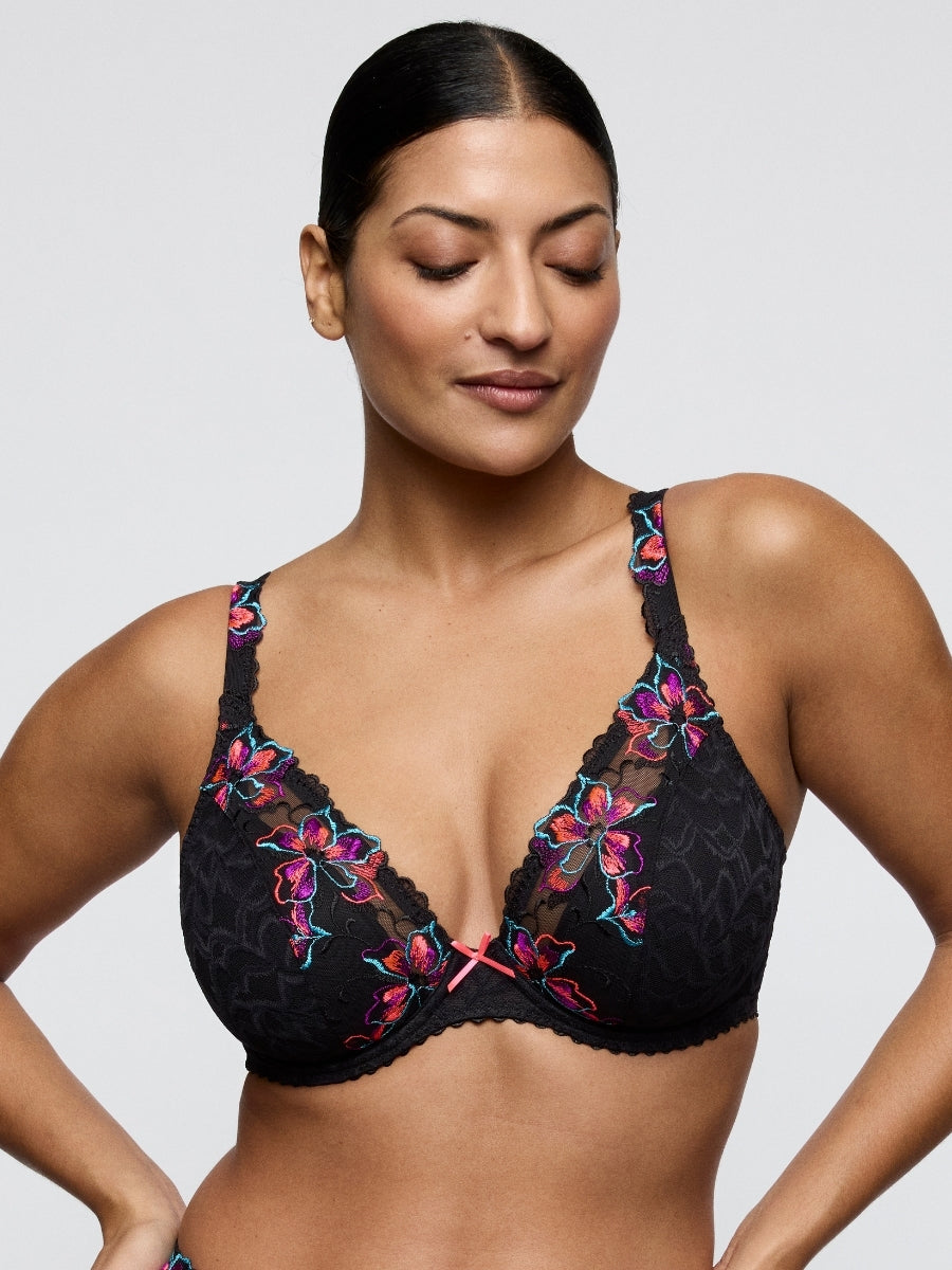 Miyara Half Padded Plunge Bra - Floral Eclipse