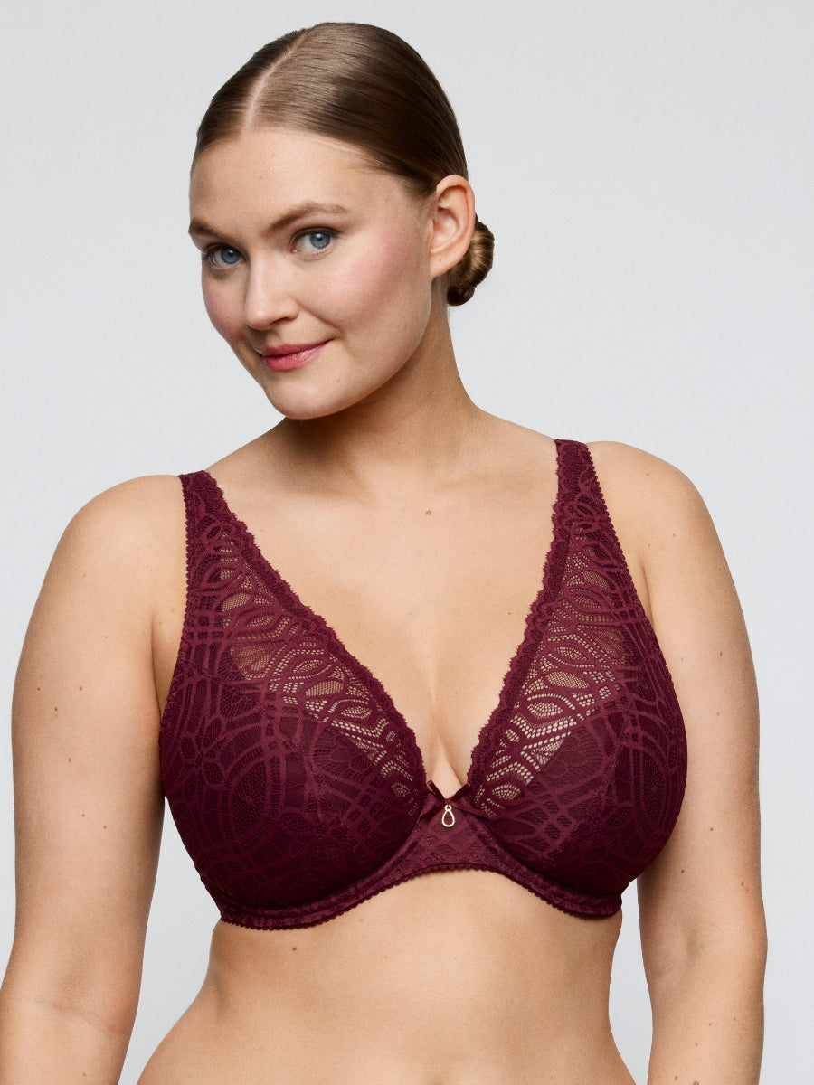 Salerno Half Padded Plunge Bra - Evening Red