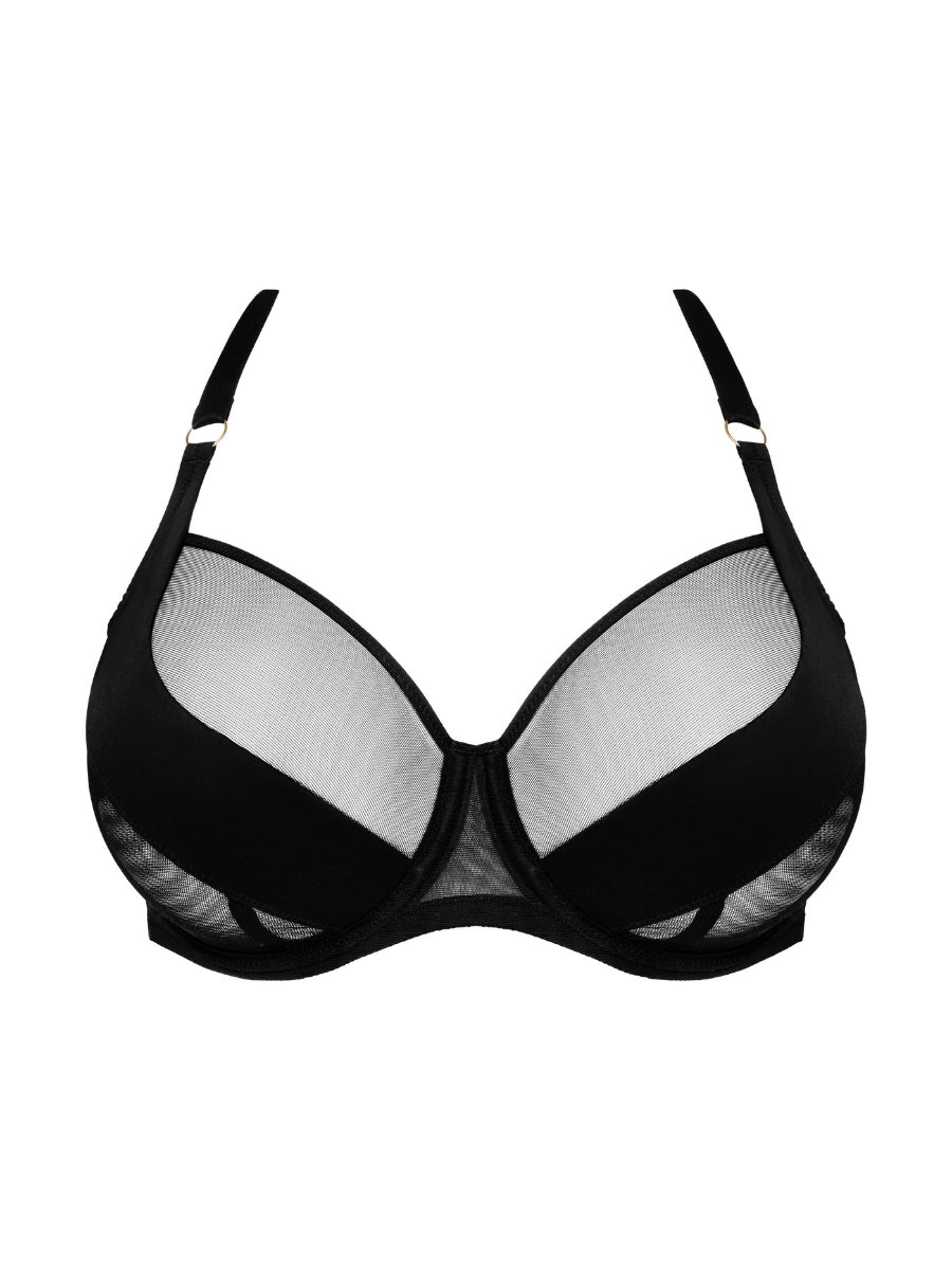 Sheary Vertical Seam Balcony Bra - Black