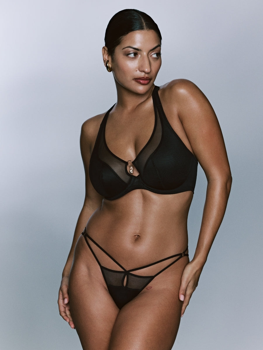 Sheary Half Padded Plunge Bra - Black