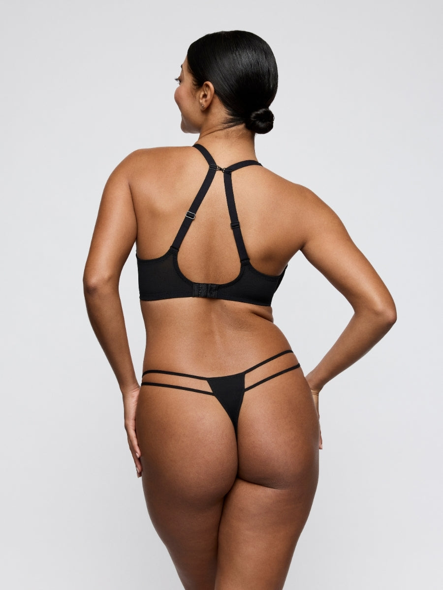 Sheary Half Padded Plunge Bra - Black