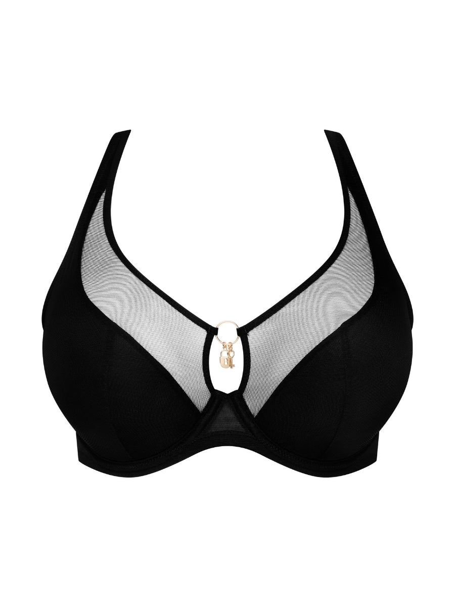 Sheary Half Padded Plunge Bra - Black