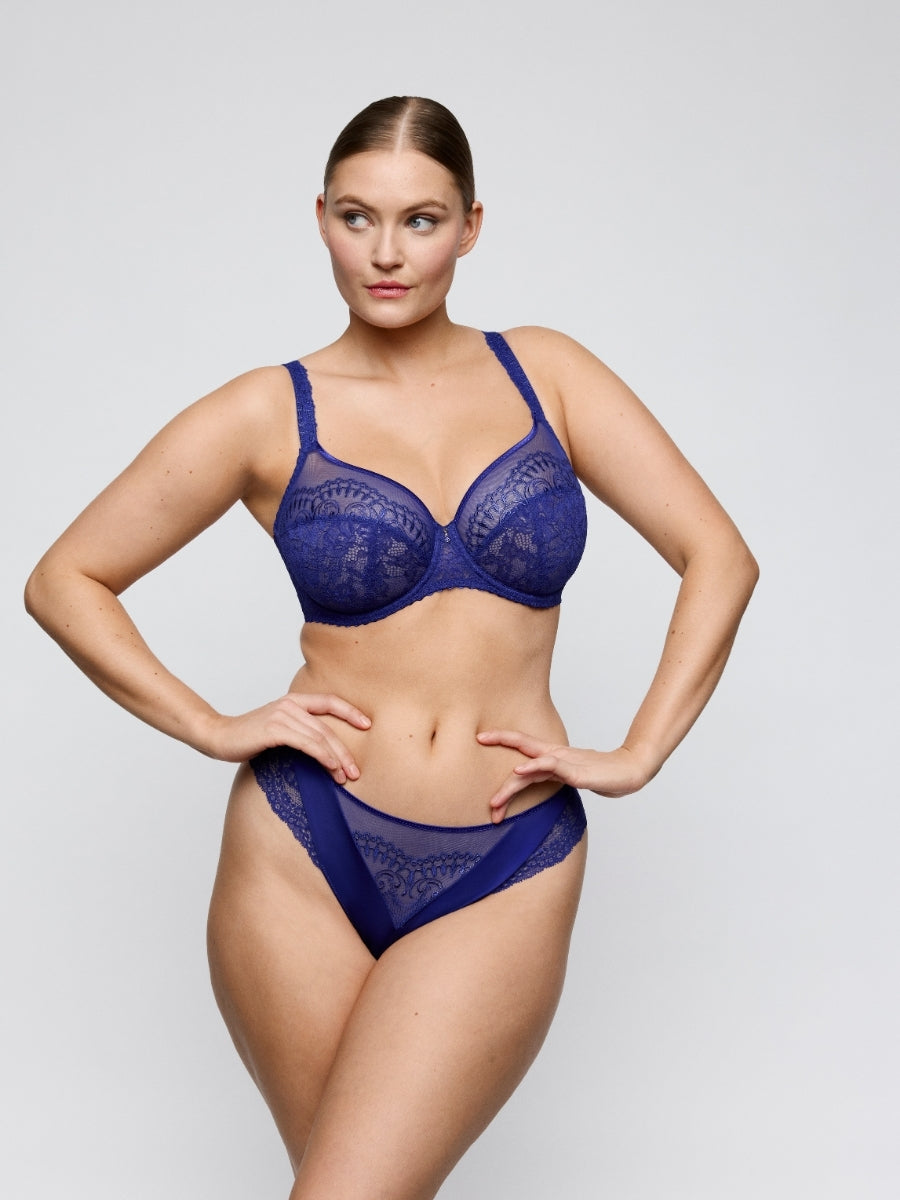 Shimla Vertical Seam Balcony Bra - Crazy Blue