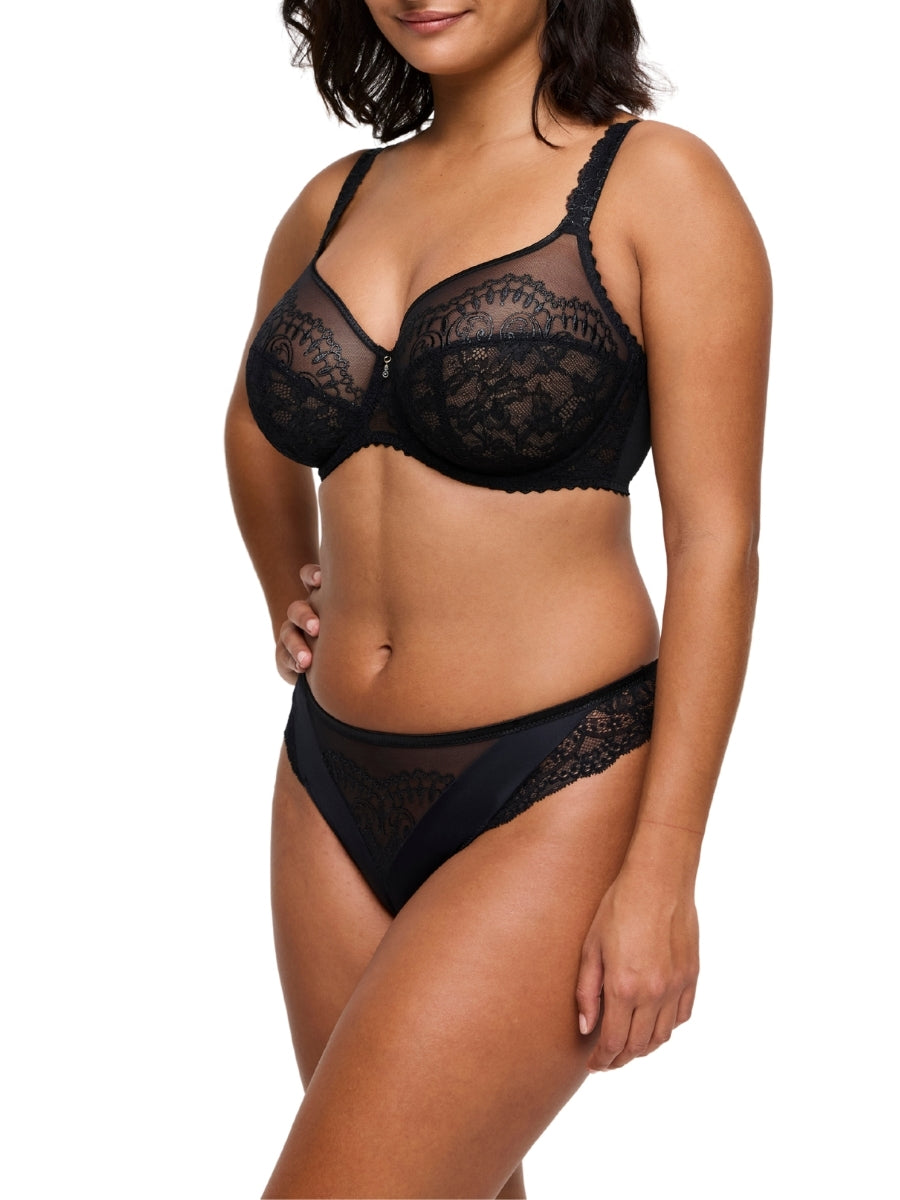 Shimla Vertical Seam Balcony Bra - Black