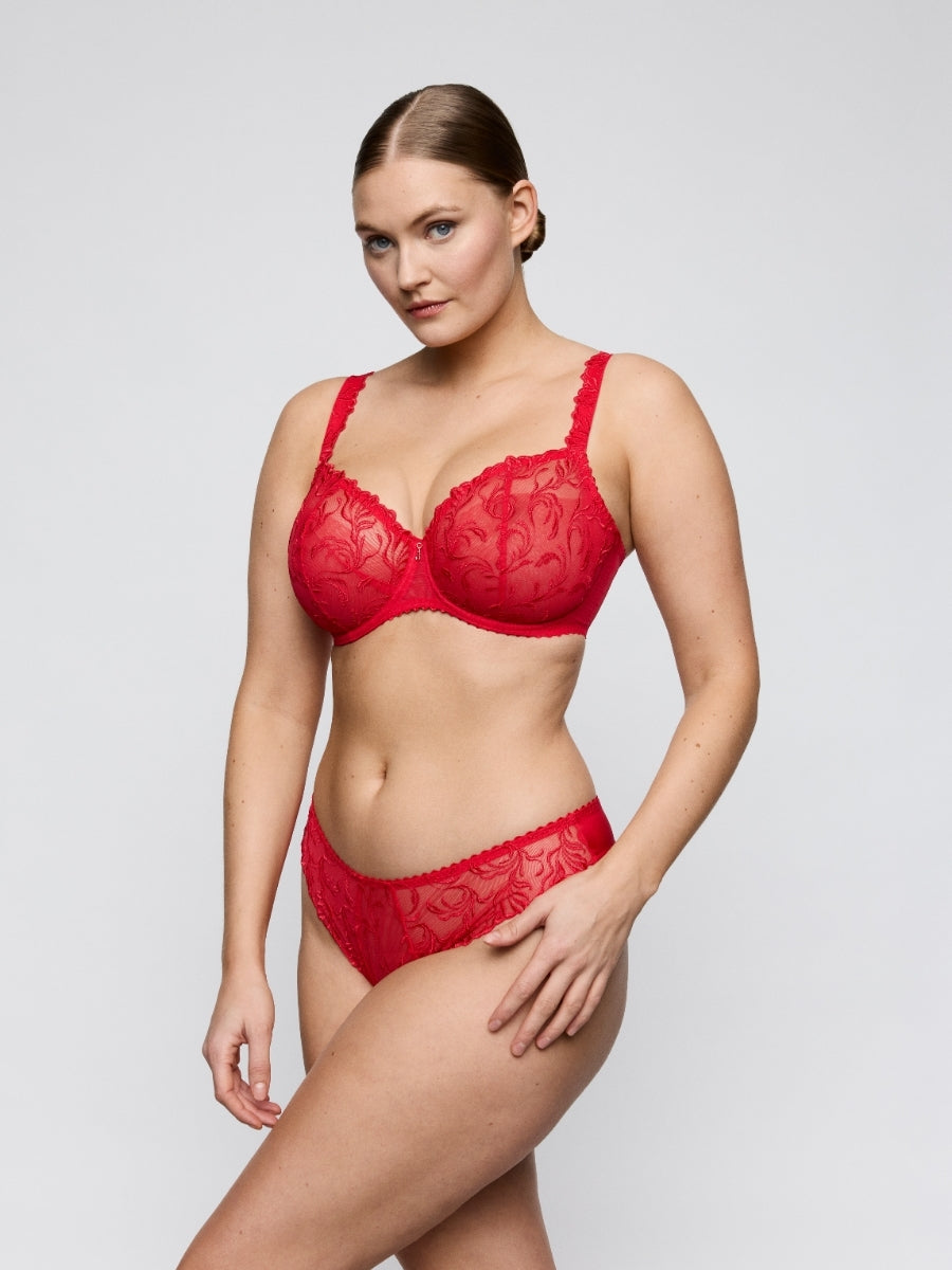 Solisse Vertical Seam Balcony Bra - True Red