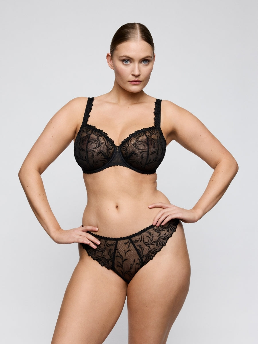 Solisse Vertical Seam Balcony Bra - Black