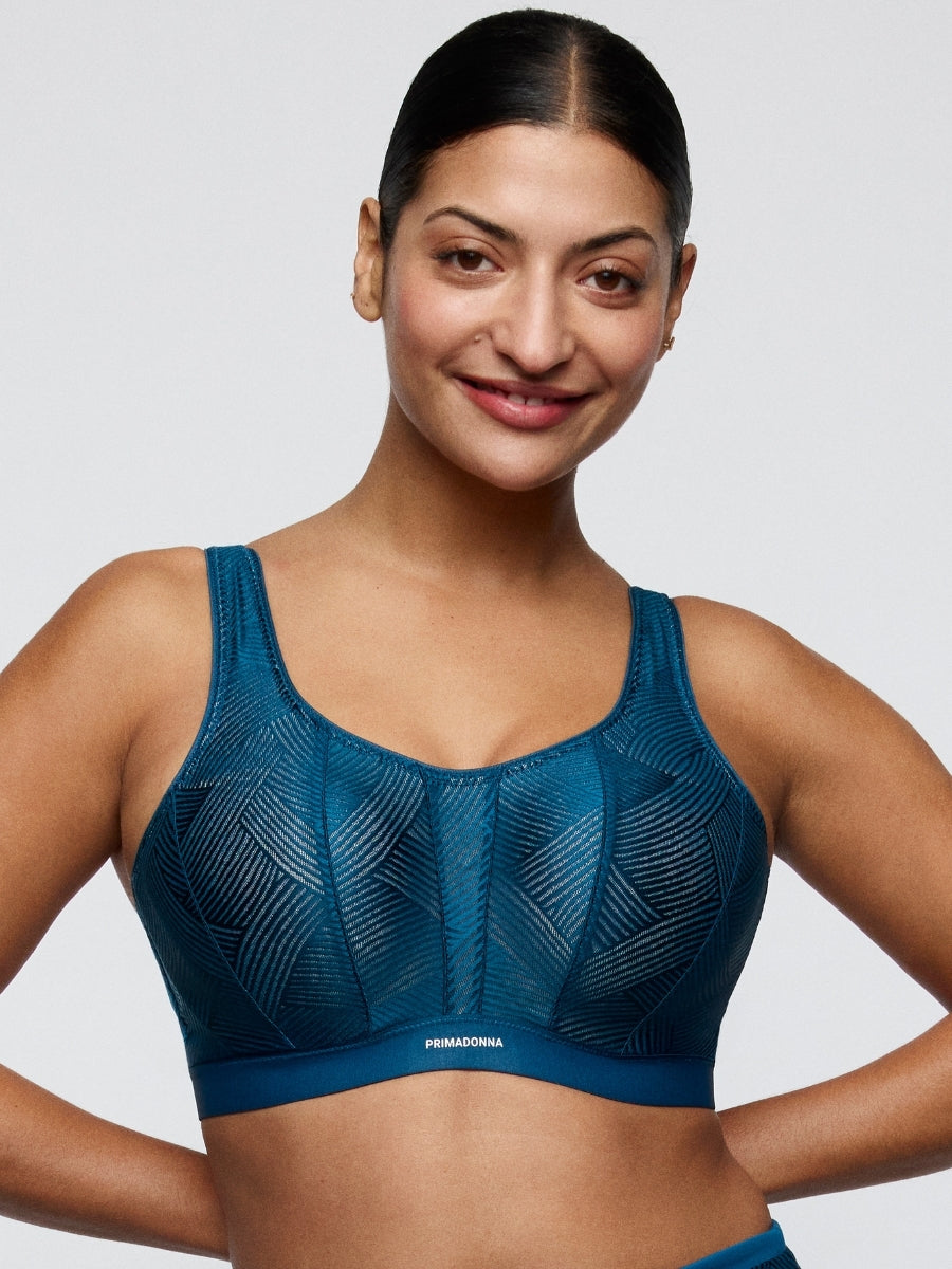 The Game Padded Racerback Sports Bra - Deep Blue Sea