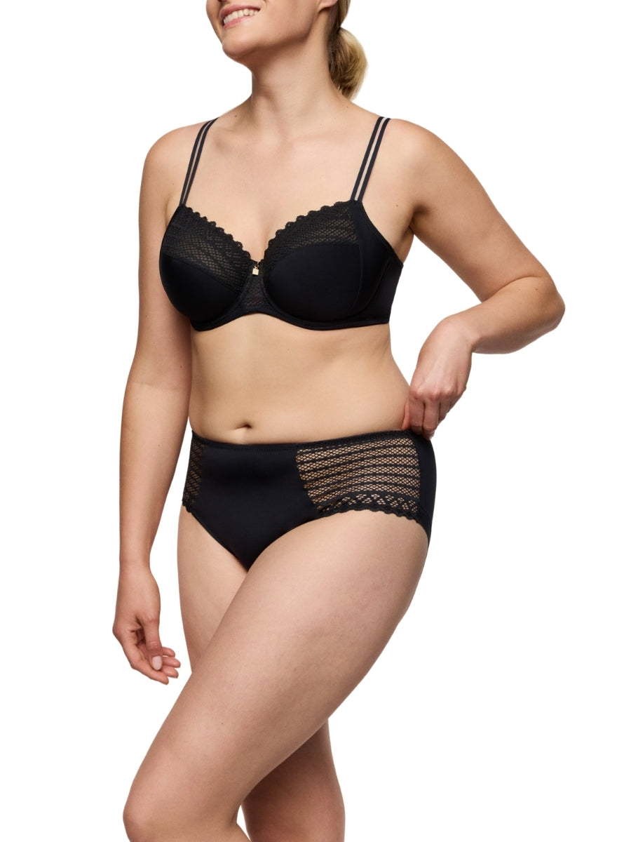 Twist Side Full Cup Bra - Charcoal