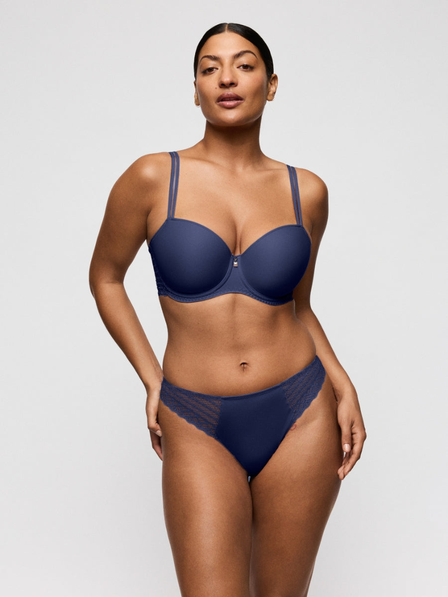 Twist Side Padded Balcony Bra - Indigofera