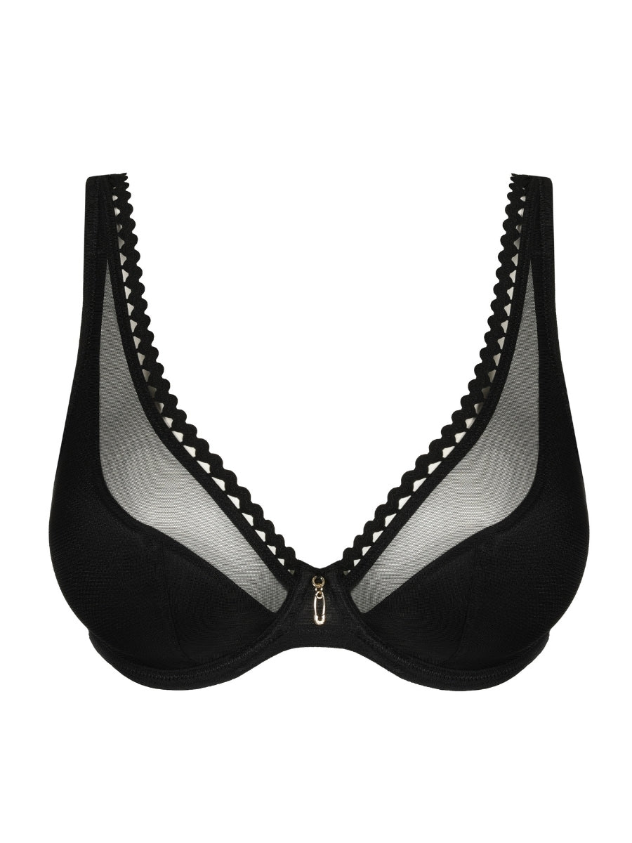 Vivgirl Half Padded Plunge Bra - Black