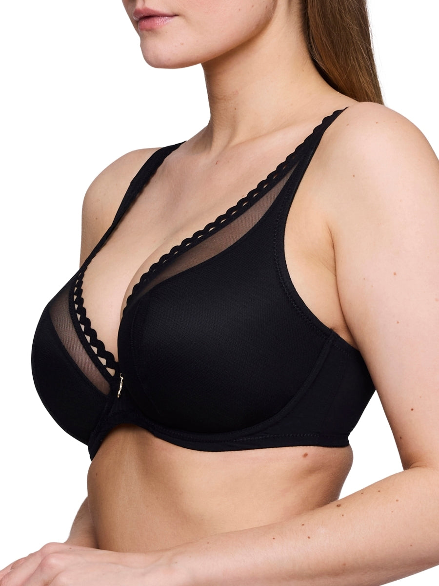 Vivgirl Half Padded Plunge Bra - Black