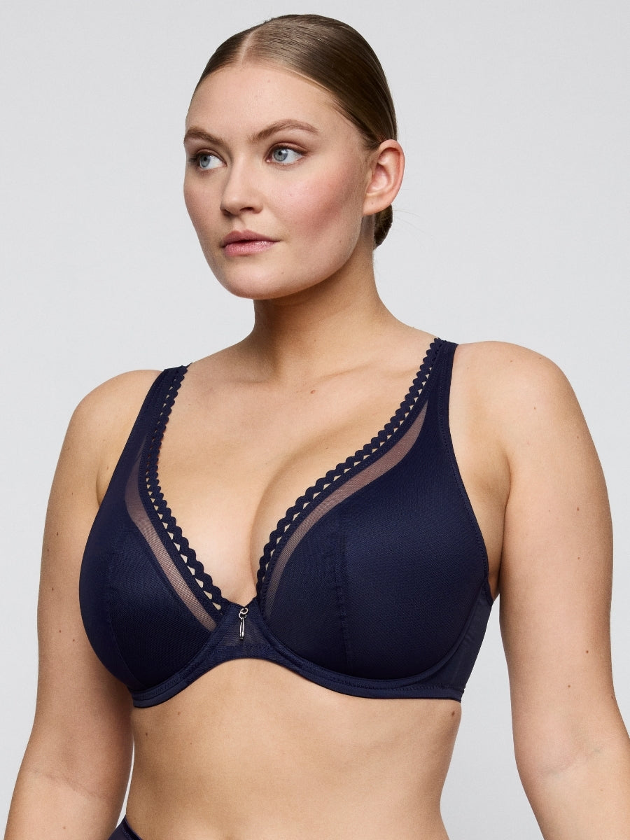 Wowgirl Half Padded Plunge Bra - Evening Blue