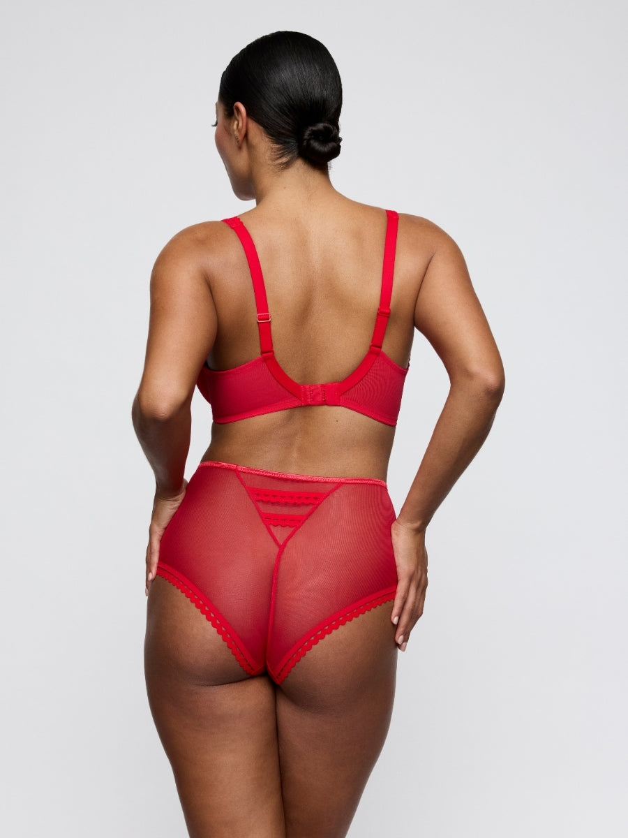 Wowgirl Half Padded Plunge Bra - True Red
