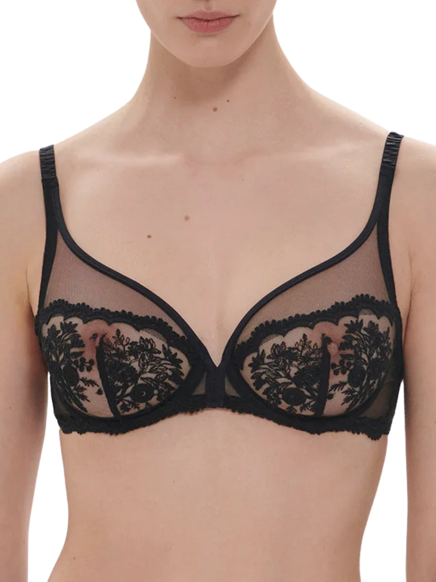 Intrigue Triangle Plunge Bra - Black