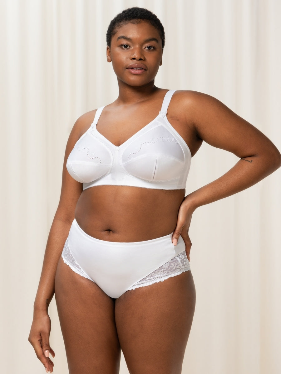 Doreen + Cotton Full Cup Bra - White