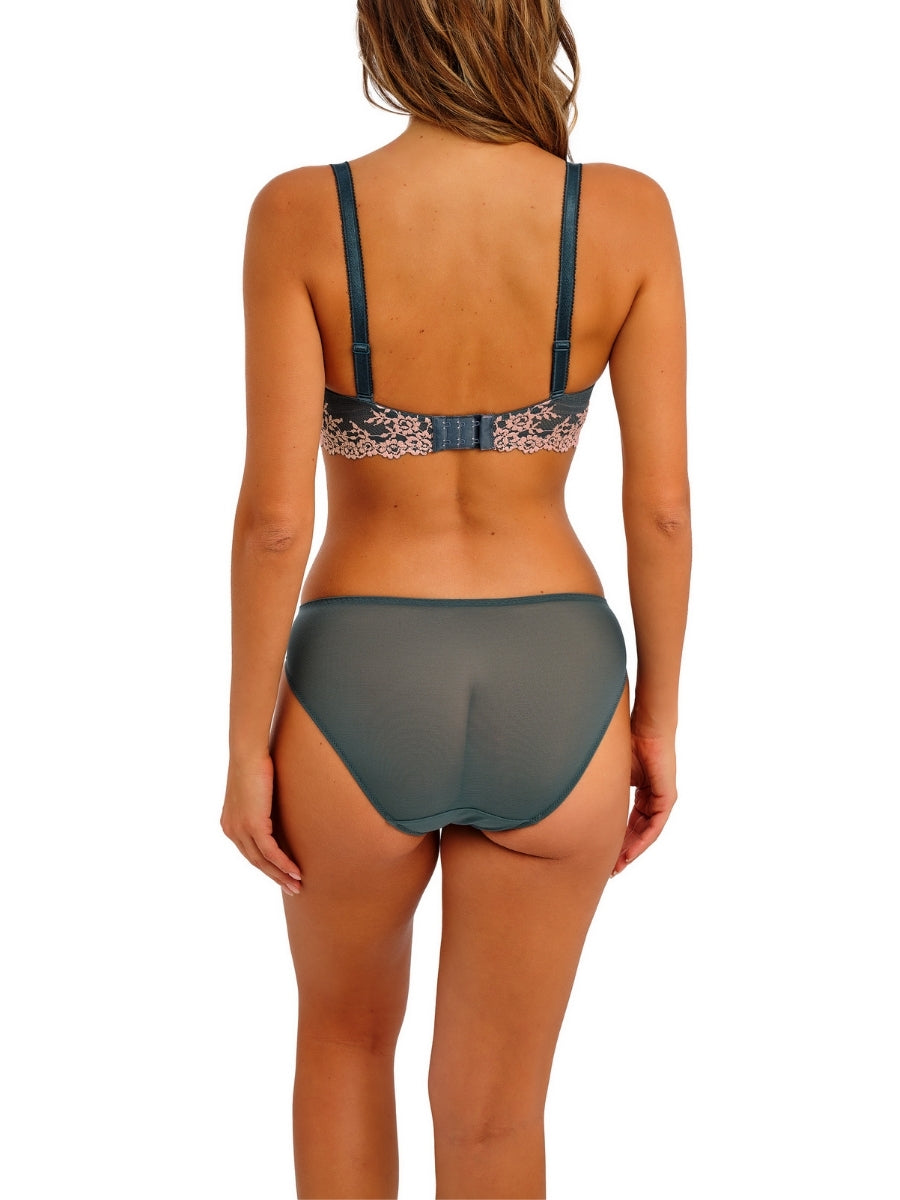 Embrace Lace Plunge Underwire Bra - Dark Slate/Cloud Pink