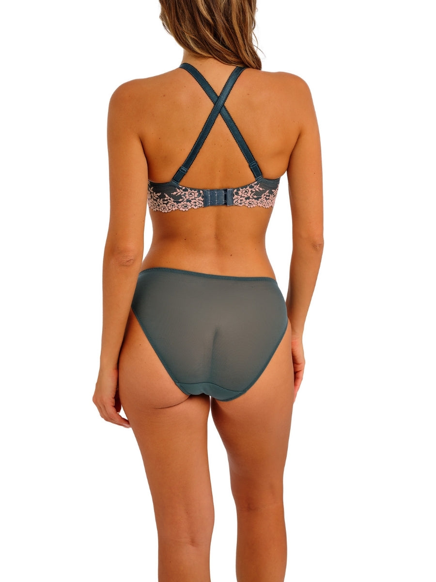 Embrace Lace Plunge Underwire Bra - Dark Slate/Cloud Pink