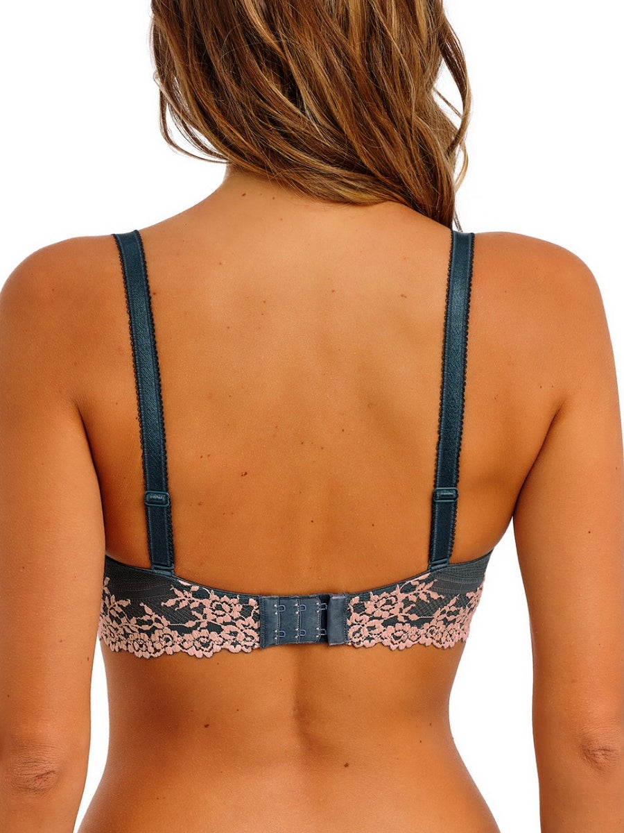 Embrace Lace Plunge Underwire Bra - Dark Slate/Cloud Pink