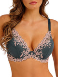 Embrace Lace Plunge Underwire Bra - Dark Slate/Cloud Pink