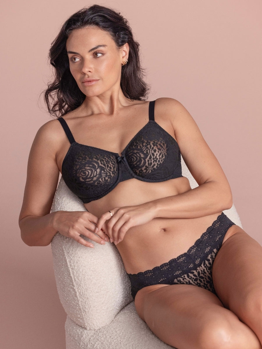 Halo Lace Moulded Bra - Black