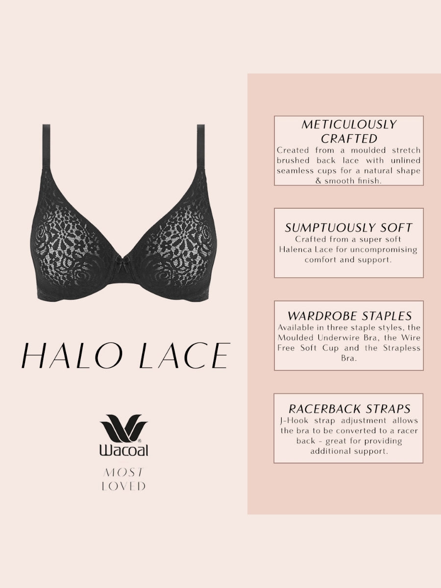 Halo Lace Moulded Bra - Black