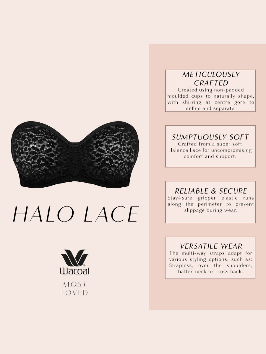 Halo Lace Strapless Bra - Black