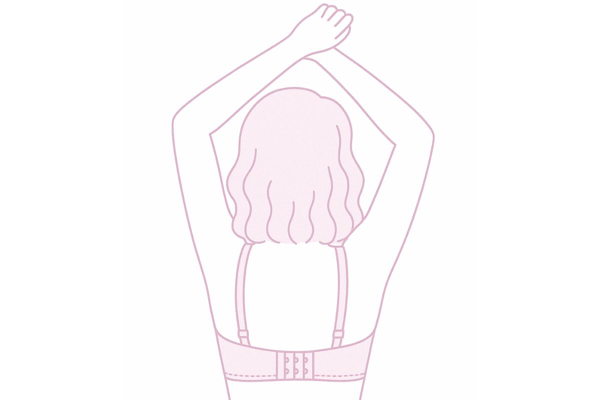 Arms-up test showing if the bra shifts when arms are raised