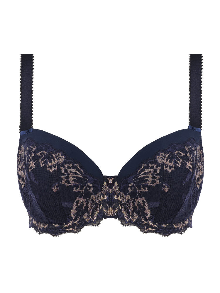 Aubree Padded Half Cup Bra - Navy