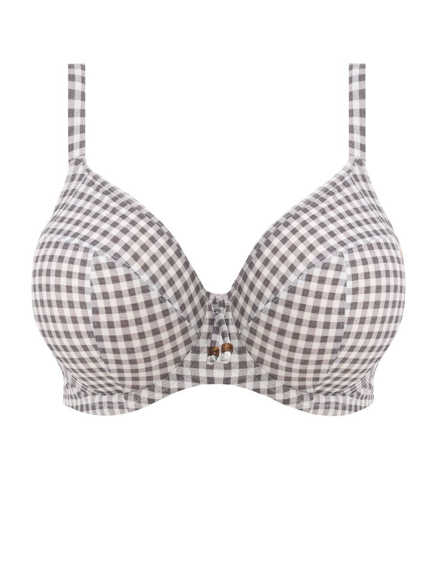 elomi checkmate plunge bikini top grey marl