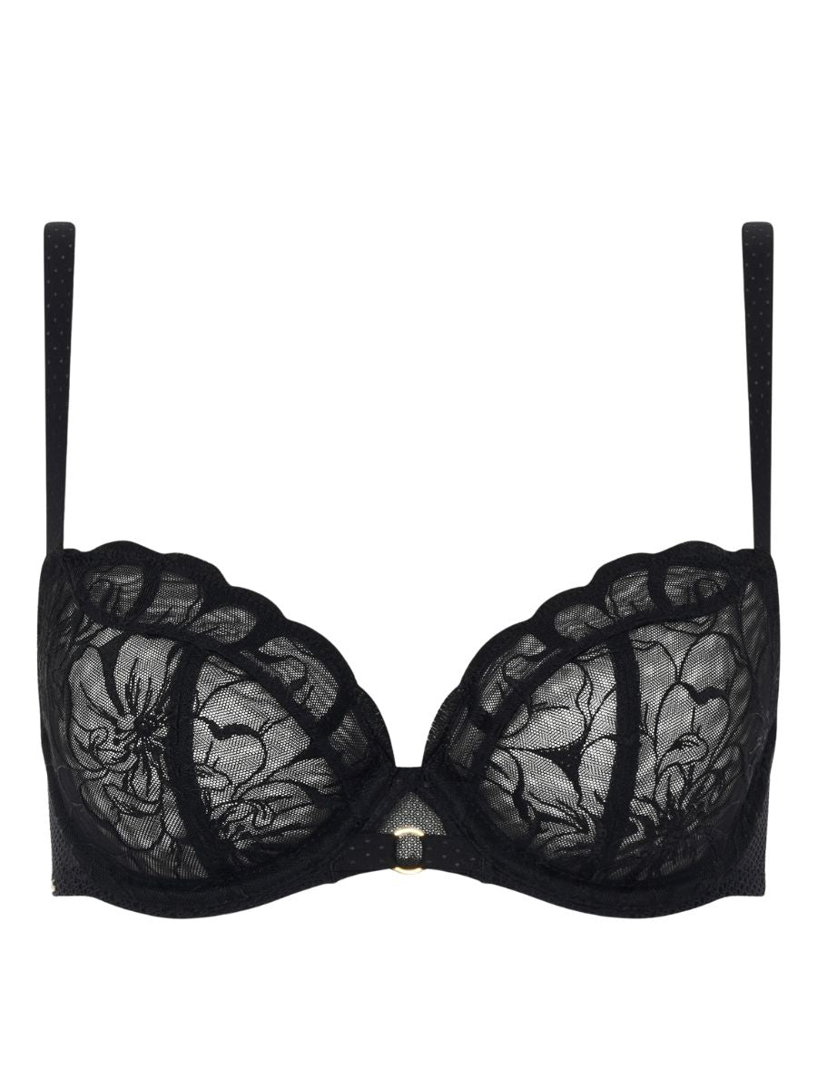 chantelle fleurs covering underwired bra black