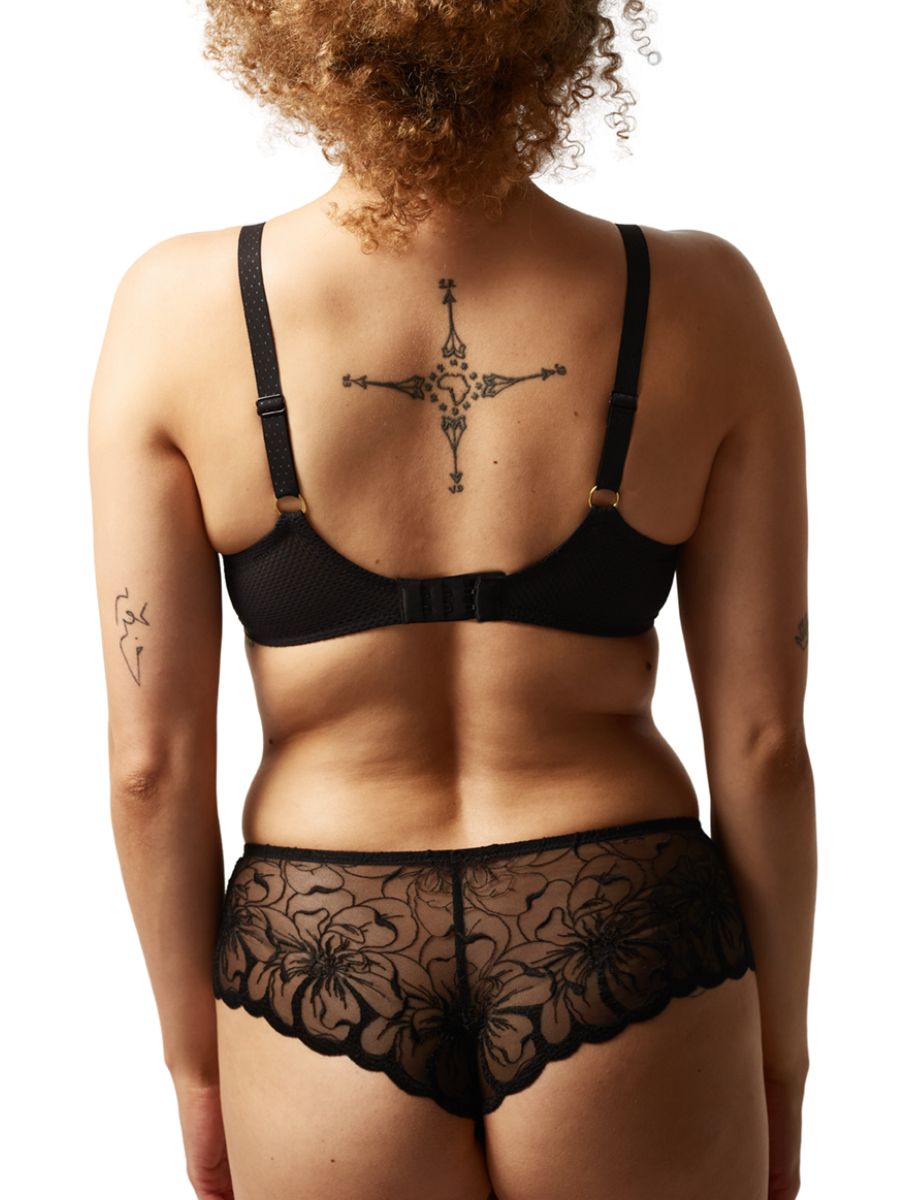 chantelle fleurs plunge t shirt bra black