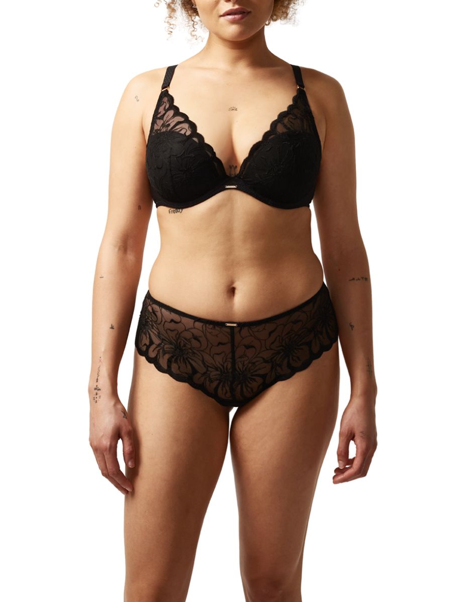 chantelle fleurs plunge t shirt bra black