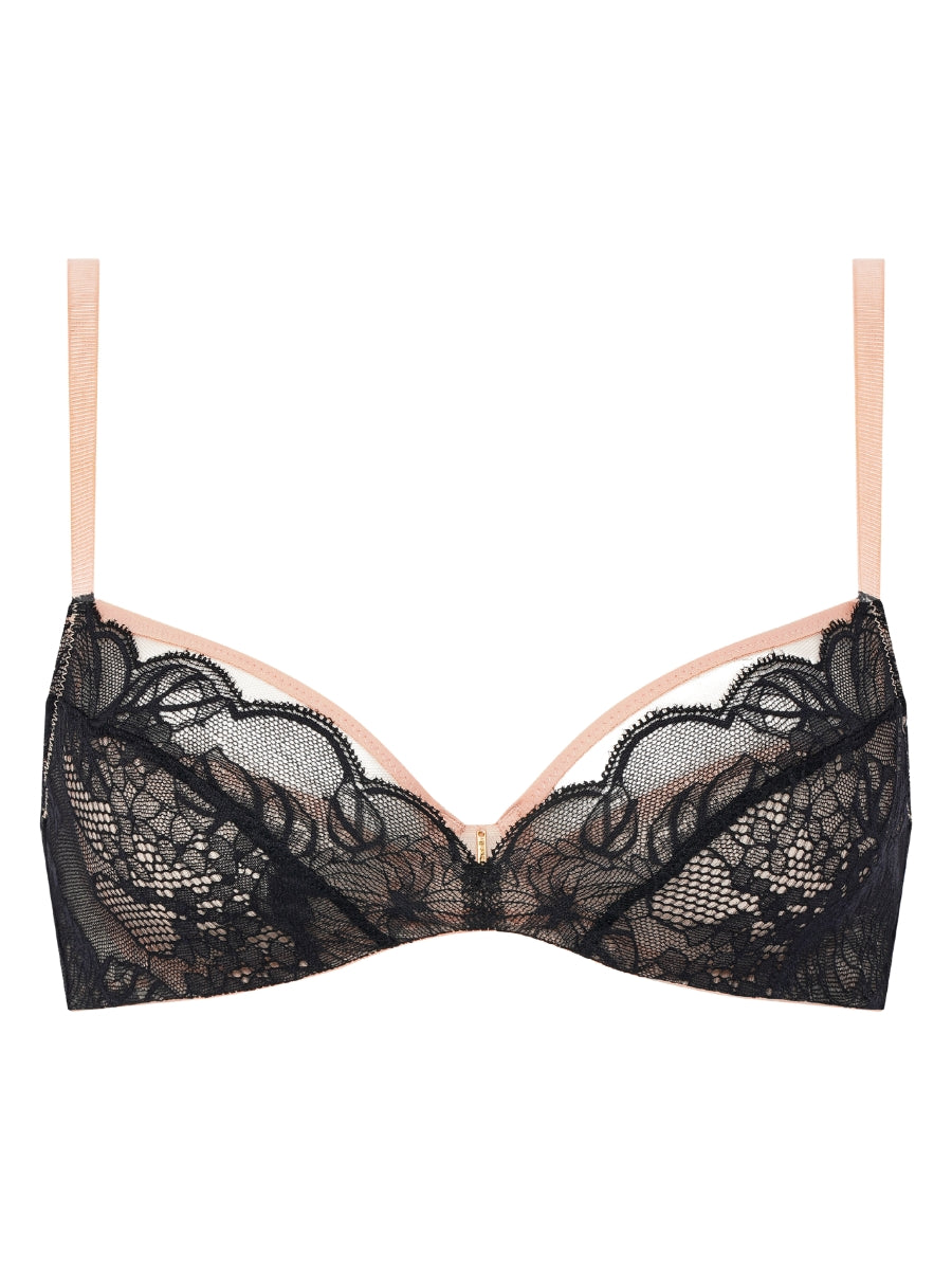 chantelle midnight flowers covering underwired bra black