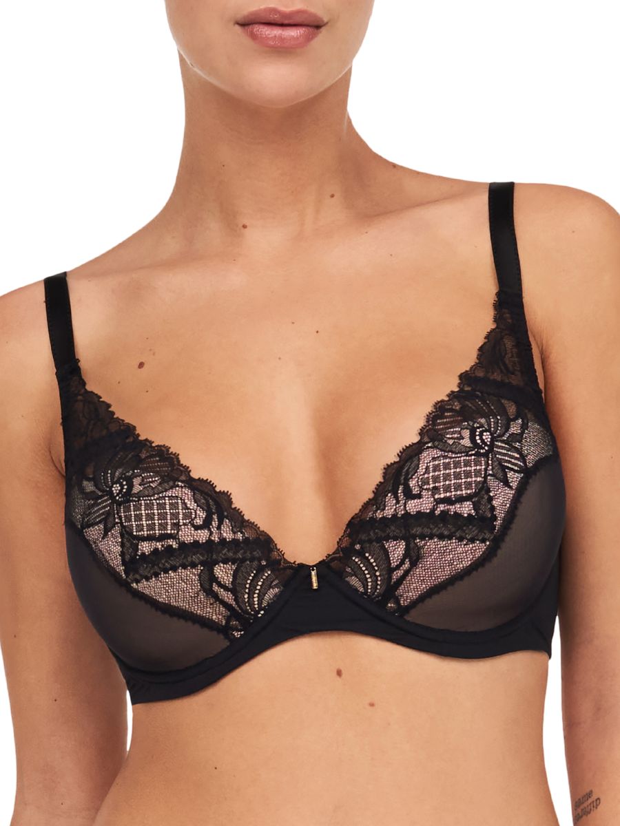 chantelle orangerie dream plunge t-shirt bra black