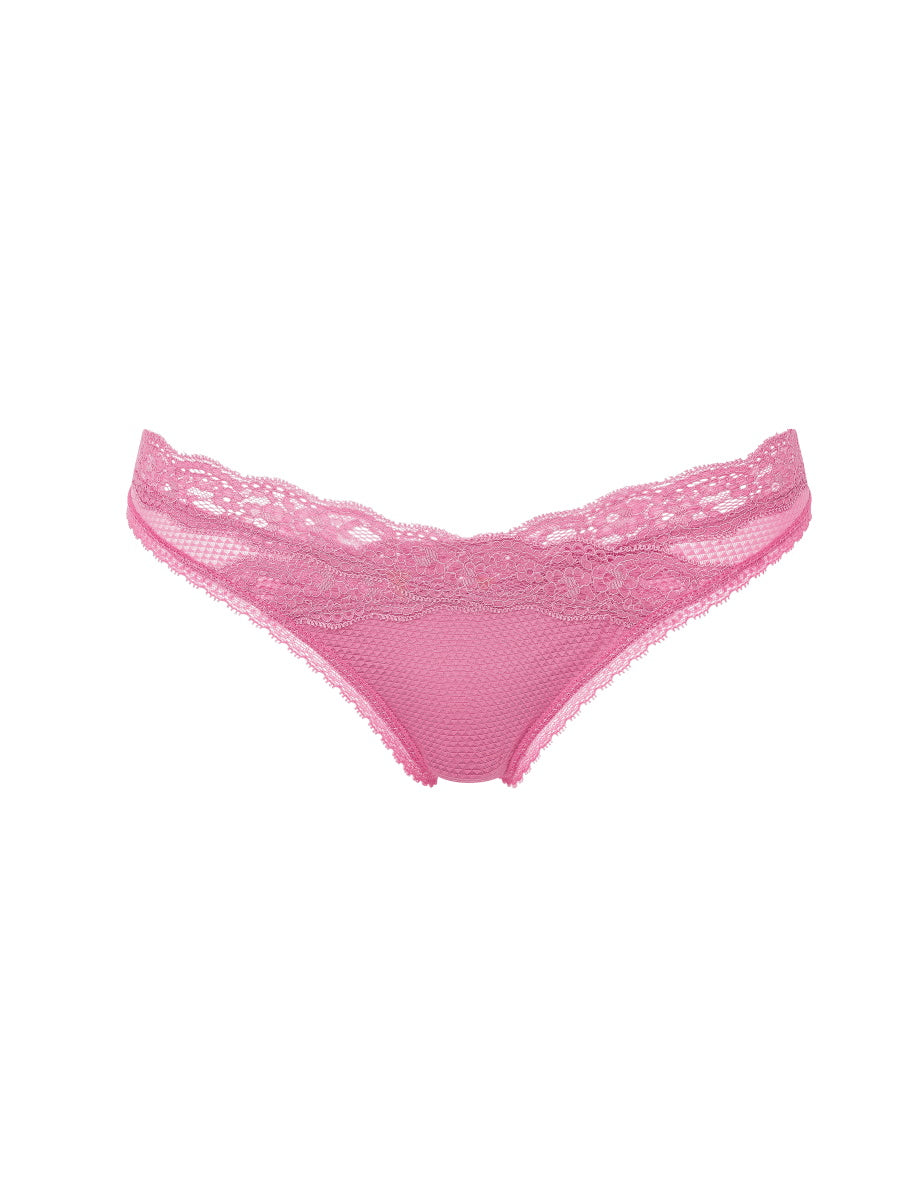 Pink Mid Rise Tanga Briefs