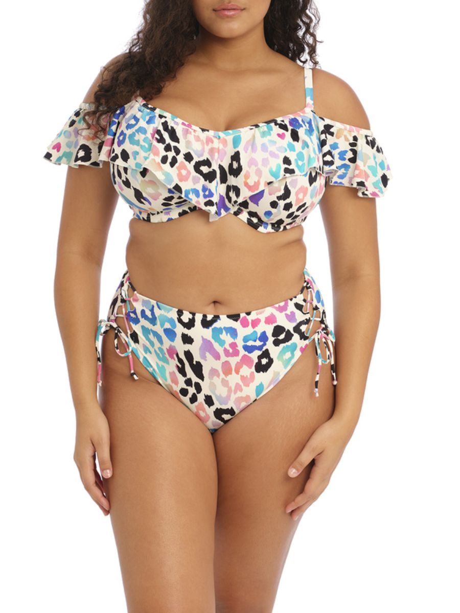 elomi party bay ruffle bikini top multi