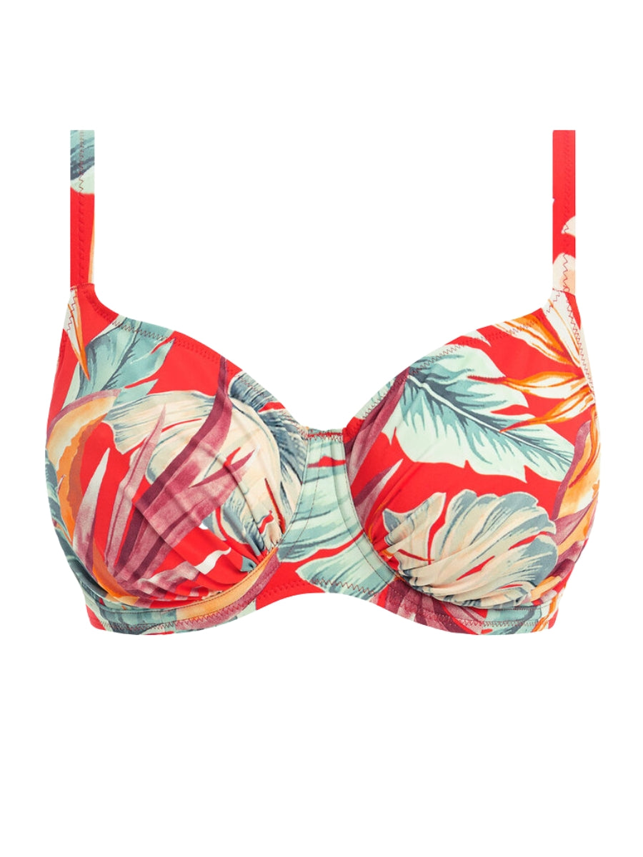 fantasie bamboo grove gathered full cup bikini top hot chilli