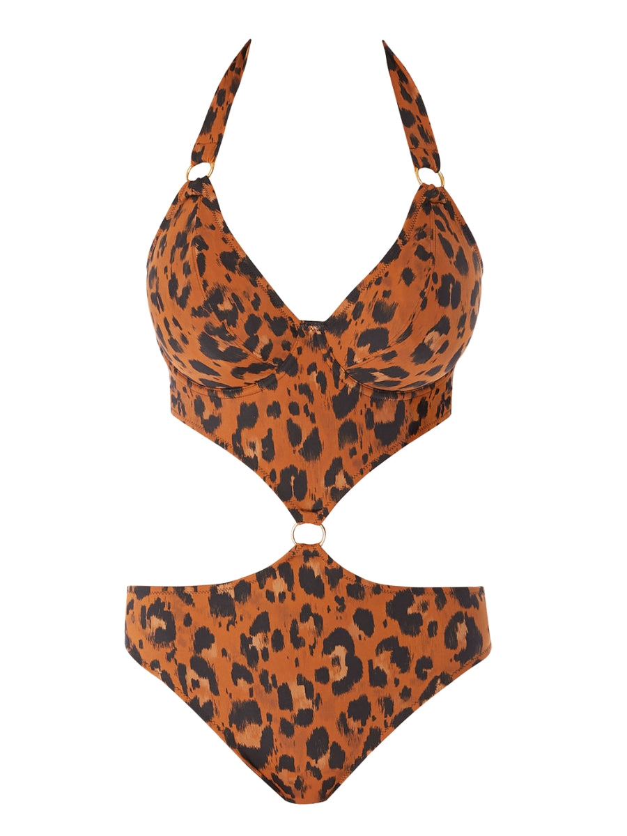Roar Instinct Cut Out Halter Swimsuit