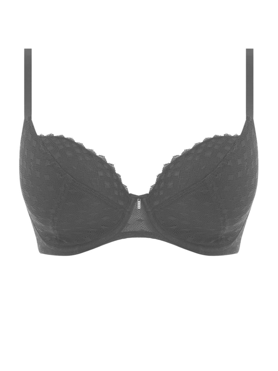 black plunge padded bra