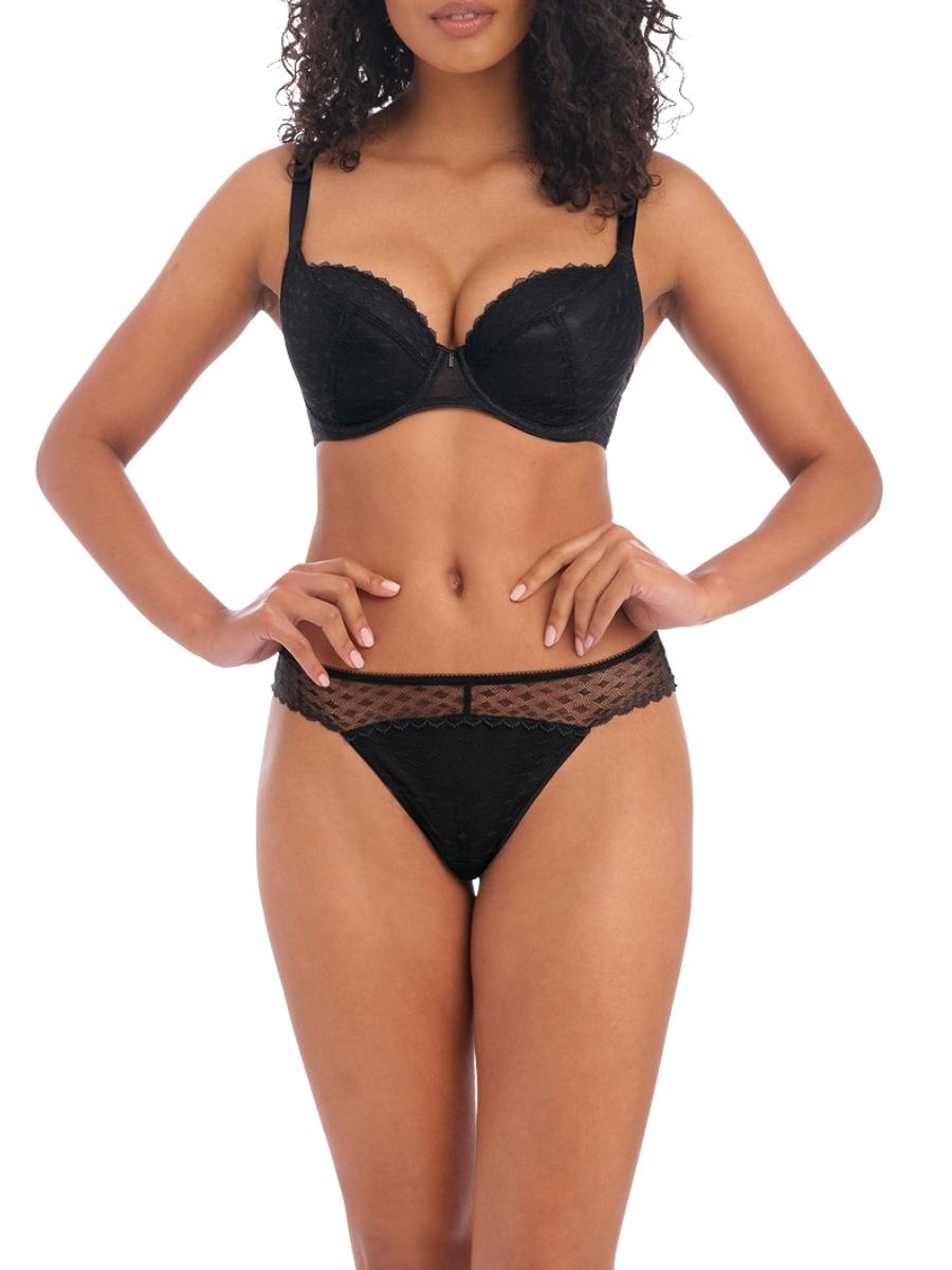 black plunge padded bra