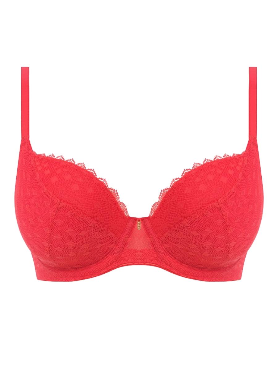 red plunge padded bra