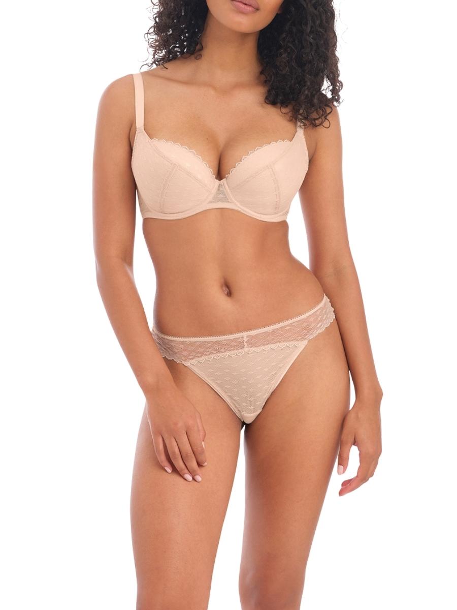 beige plunge padded bra