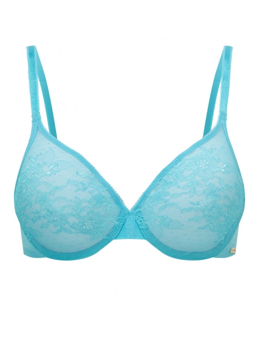 Gossard Glossies Lace Sheer Moulded Bra - Turquoise Sea | BraForMe