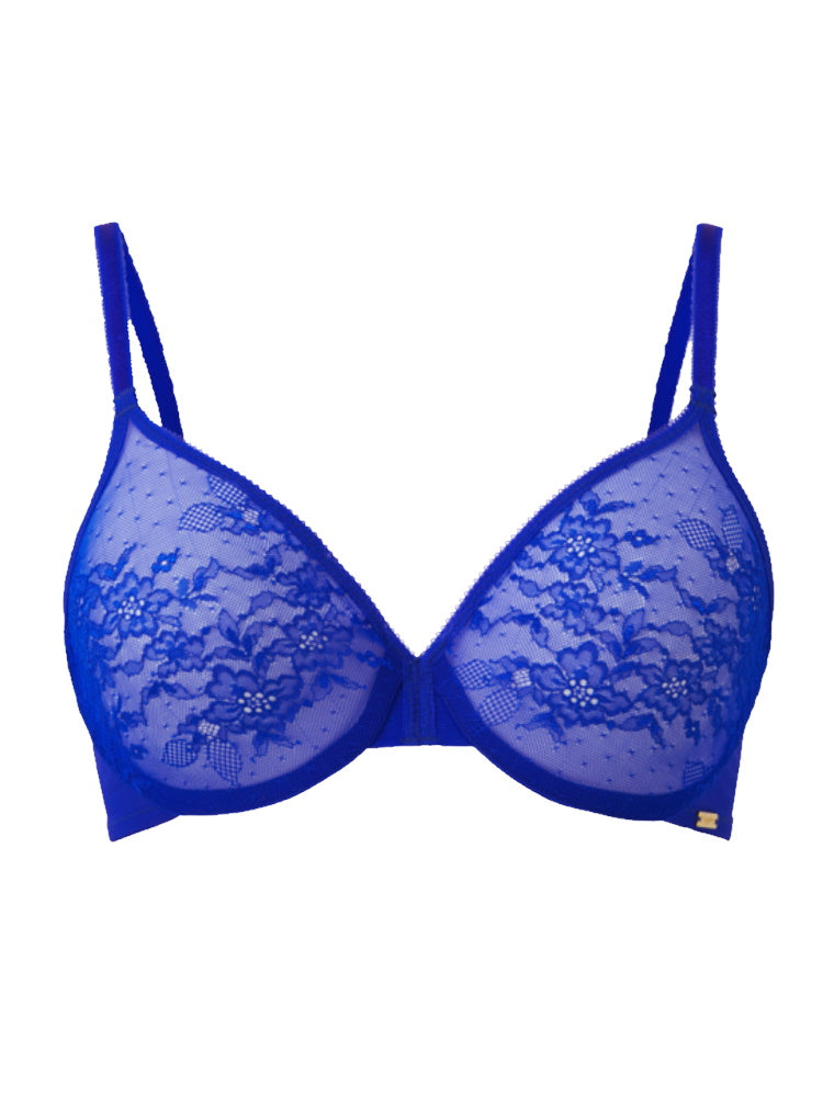 Gossard Glossies Lace Sheer Moulded Bra - Electric Blue